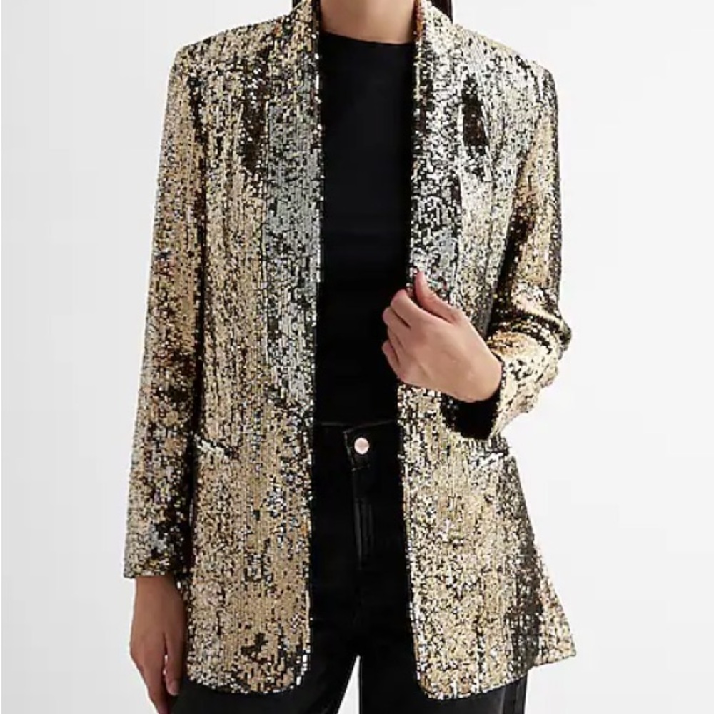 Express sequin boyfriend blazer. Perfect Eras Tour piece. NWT, size lg